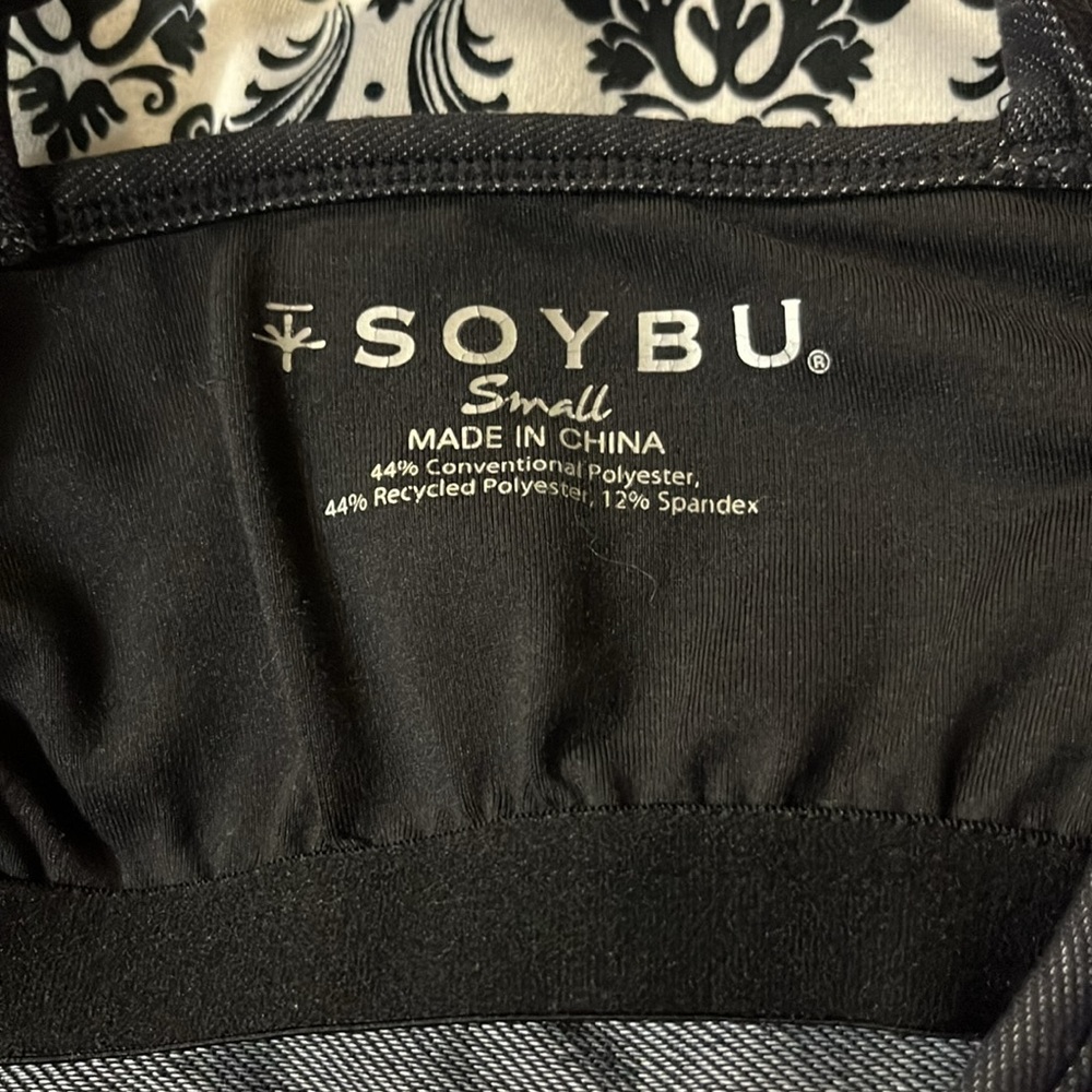 Soybu Womens Tank Top Size Small Floral Damask Print Black White Yoga Workout - Picture 2 of 10